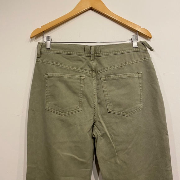 Free People Maggie Mid Rise Baggy Distressed Straight Leg Jeans in Green Size 28 - Picture 5 of 7